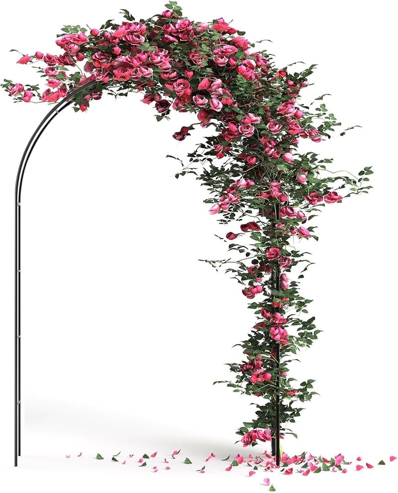 DOEWORKS Wedding Arch Stand, Party Show Backdrop Arch Frame, Garden Metal Arborwith Round Top, 7'9'' High x 4'7''Wide - Image 1